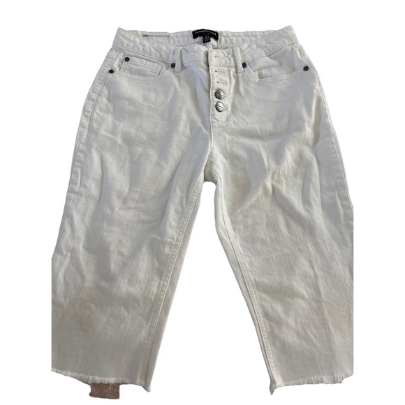 Kenneth Cole NY  Size 4 Jeans Capri White button‎ fly Wider Leg Waist 30 Crisp - Picture 1 of 6